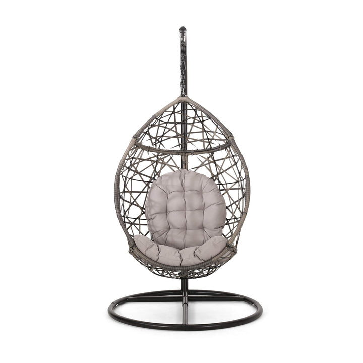 CHRISTOPHER KNIGHT HOME Tammy Outdoor Wicker Tear Drop Hanging Chair Gray and - Diamond Home USA