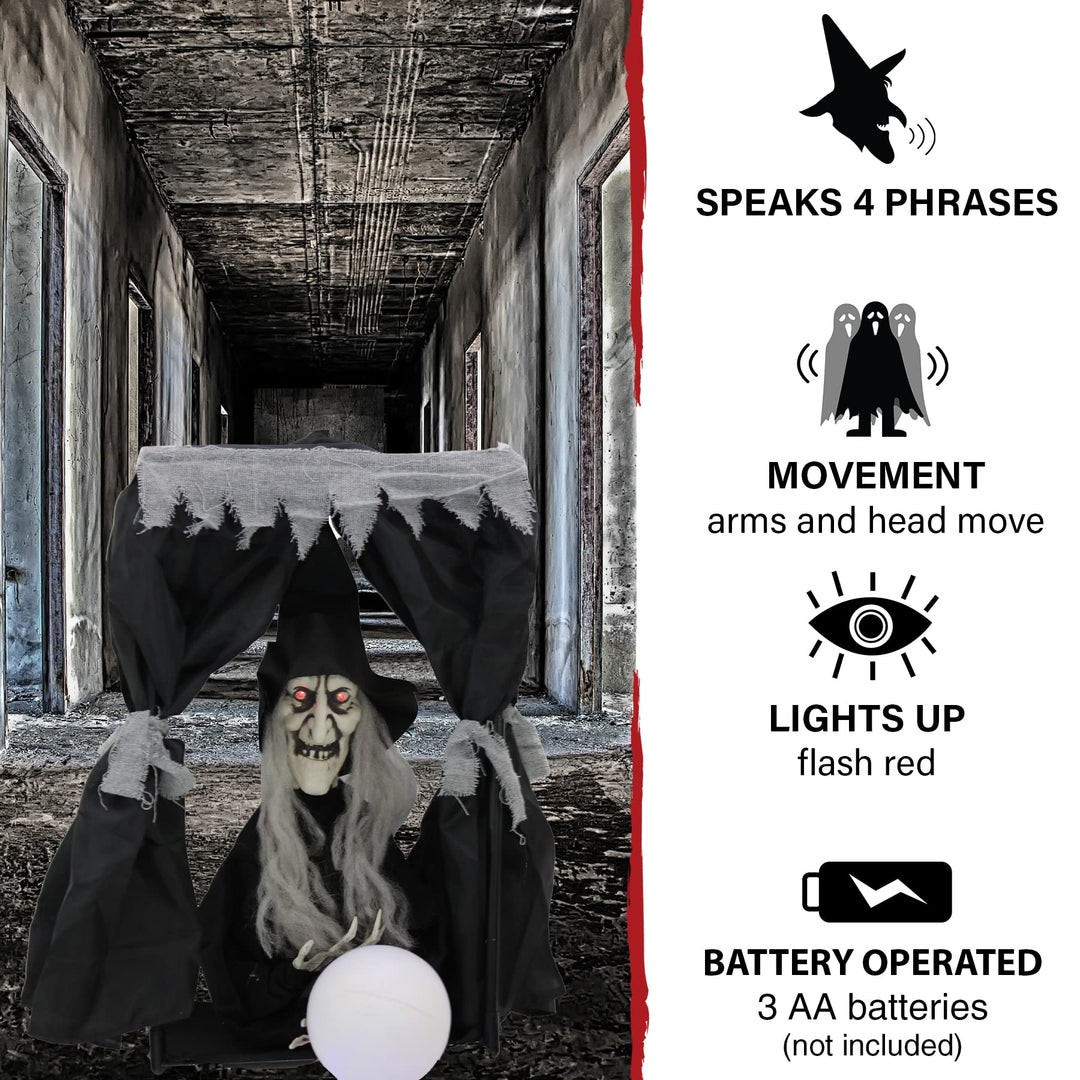 Haunted Hill Farm 1.6 ft. Hanging Animated Witch Decoration|Halloween Haunted - Diamond Home USA