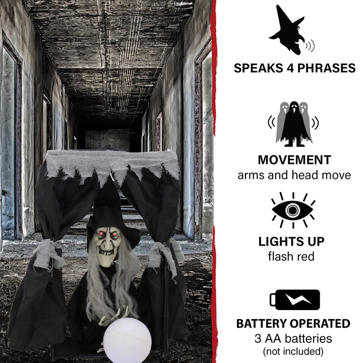 Haunted Hill Farm 1.6 ft. Hanging Animated Witch Decoration|Halloween Haunted - Diamond Home USA