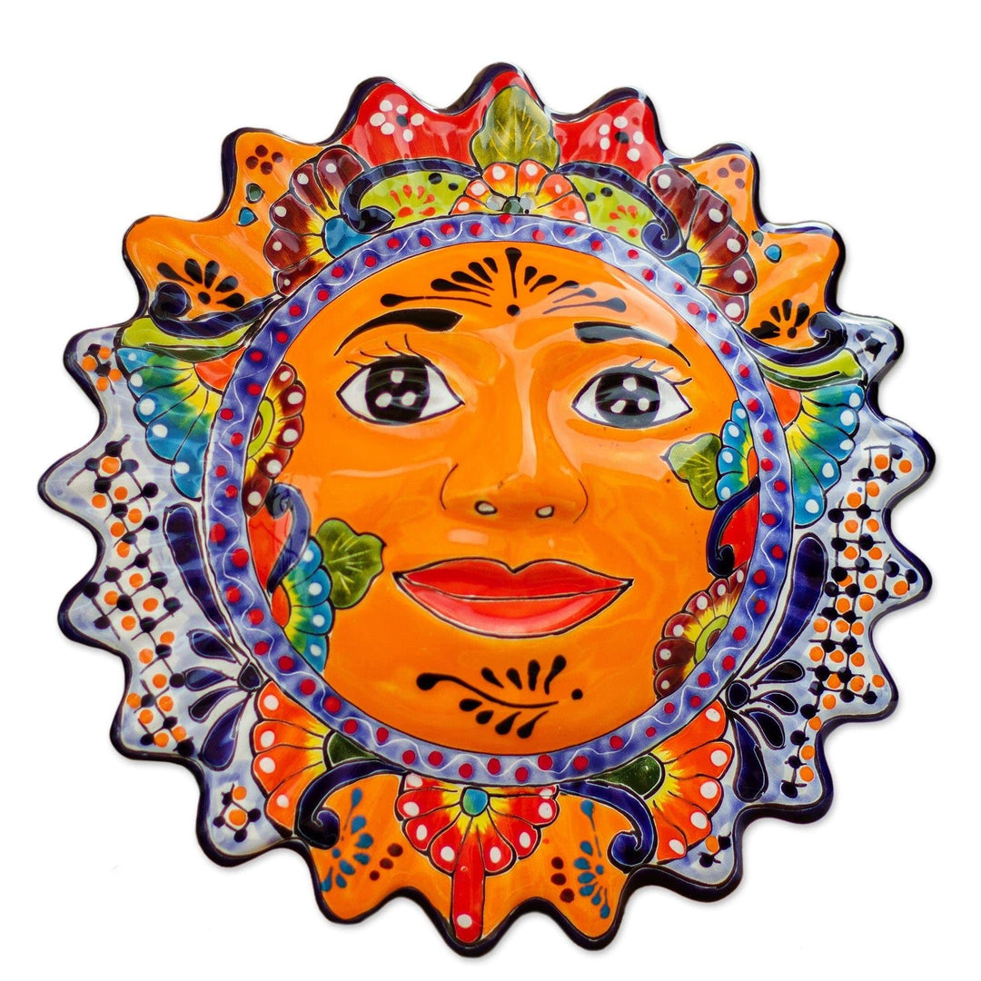 Ceramic Wall Sculpture 'Luz Del Sol' Multi Color Modern Contemporary Antique
