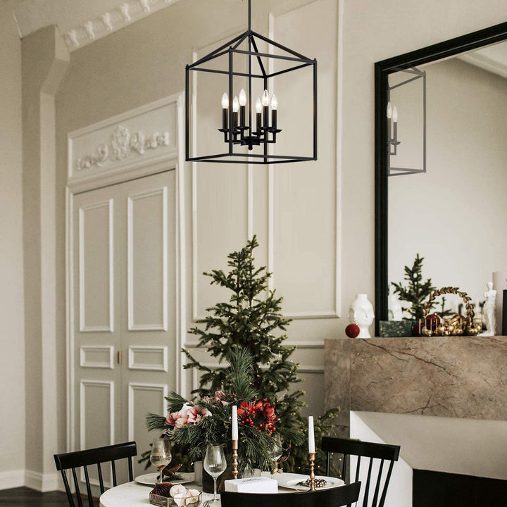 6-light With Black Finish And Steel Cage Shade Black Modern Contemporary Metal - Diamond Home USA