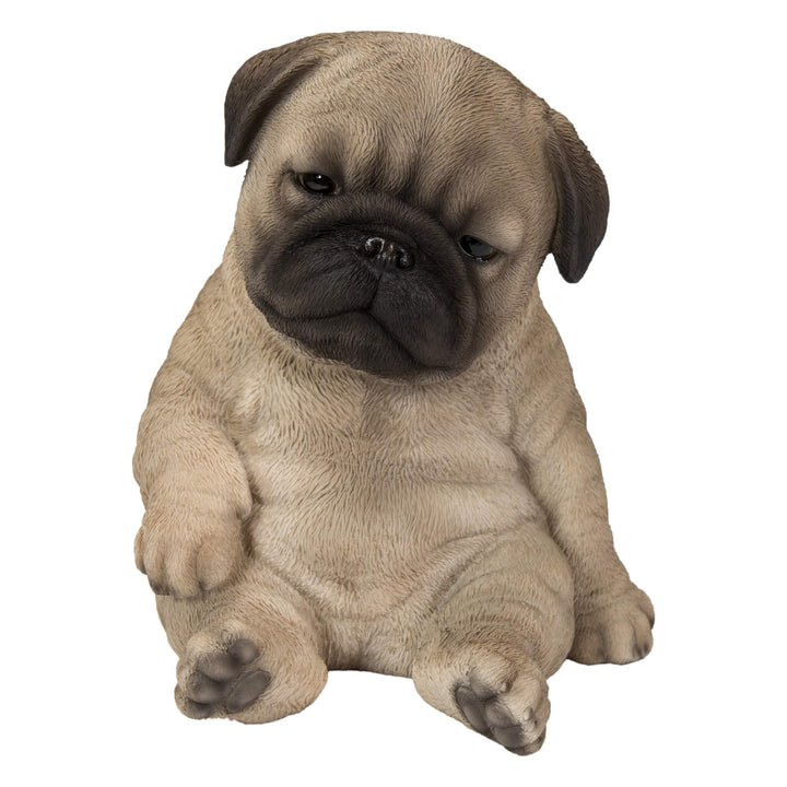 Sitting Sleepy Pug Puppy Statue Tan Polyresin - Diamond Home USA