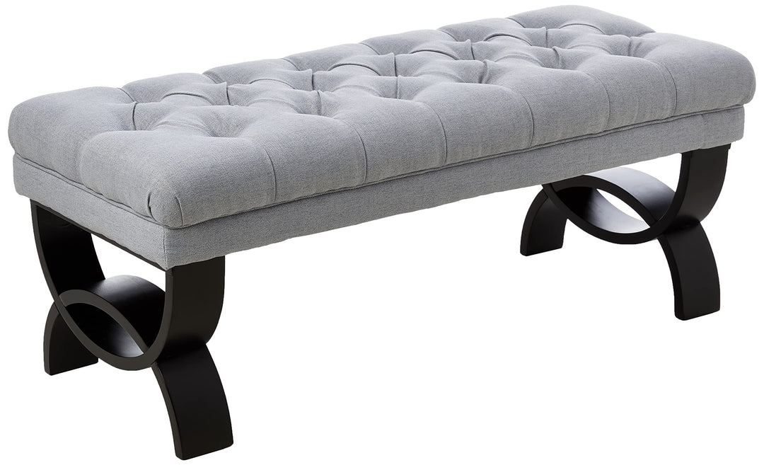 Christopher Knight Home Scarlett Fabric Ottoman Bench Light Grey 17.25”D x .00