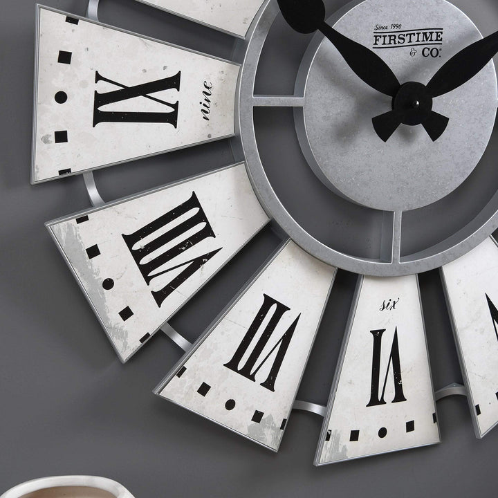 White Numeral Farmhouse Windmill Clock American Crafted Aged Plastic 24 X 2 in - Diamond Home USA