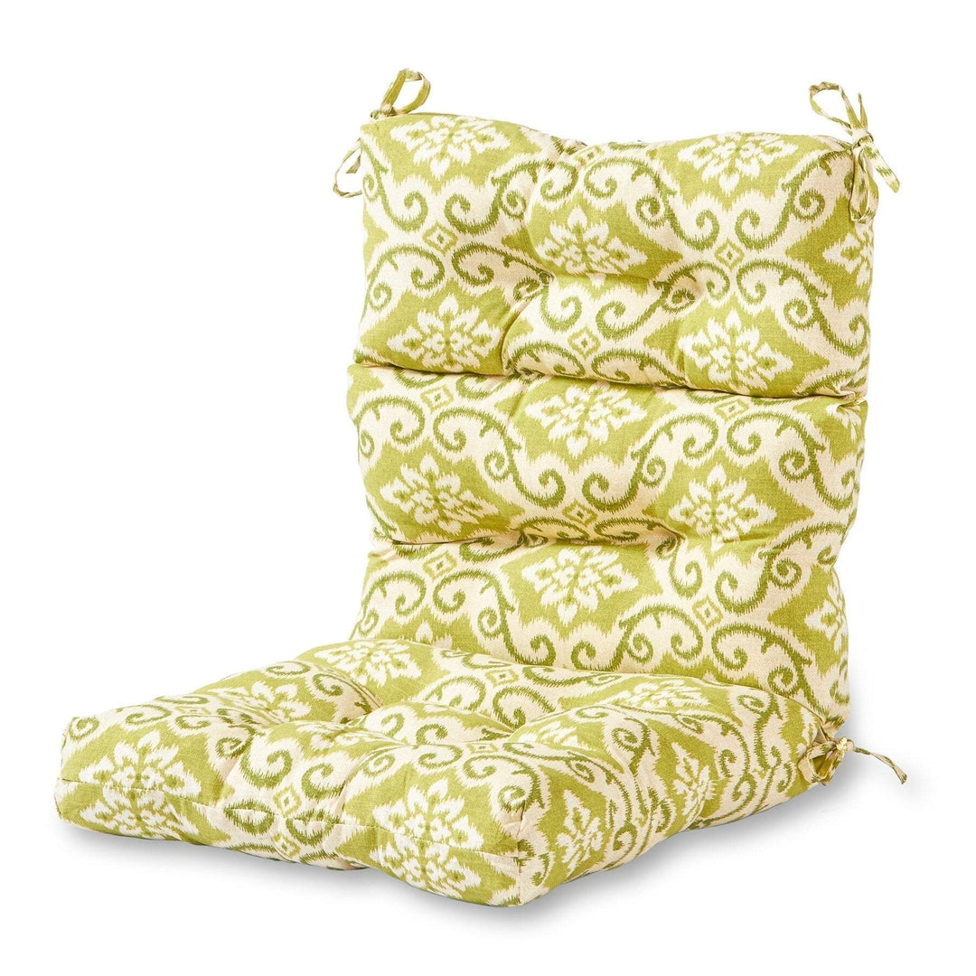 Cocoa Beach 22-inch X 44-inch Outdoor High Back Chair Cushion Green White Ikat - Diamond Home USA