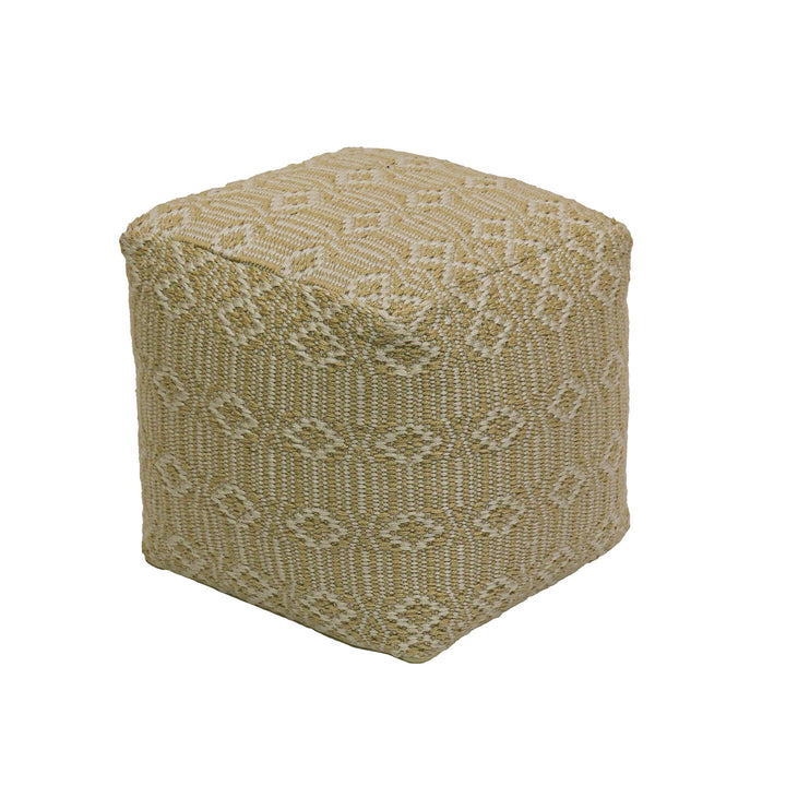 16" Hand Woven Pouf Ottoman Sand 16 in Beige Traditional Polyester