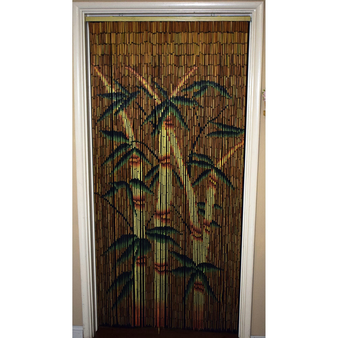 Handmade Bamboo Forest Beaded Curtain Multi Color Beads Wood Hand Painted