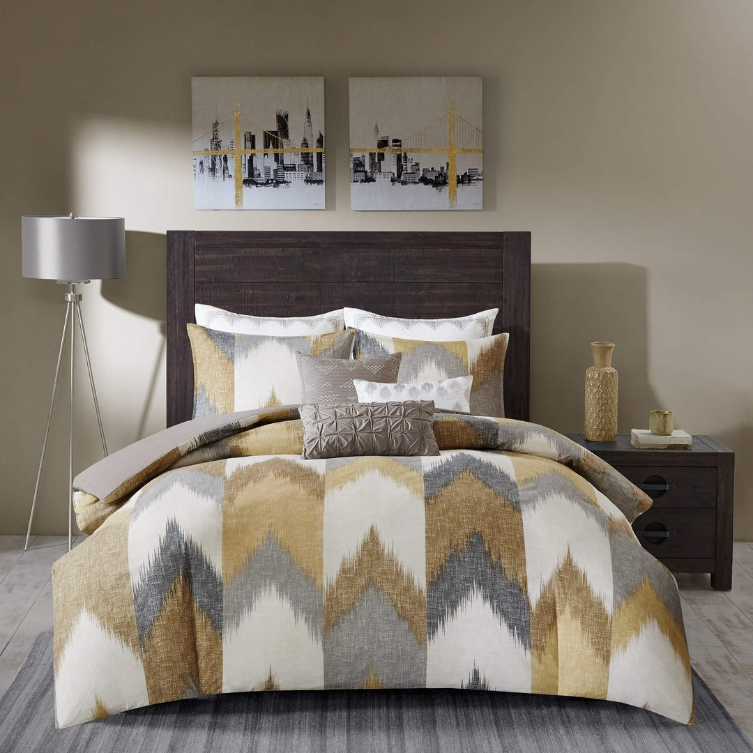 3 Piece Yellow Southwestern Comforter King/Cal King Southwest Bedding Set Native King - Cal King