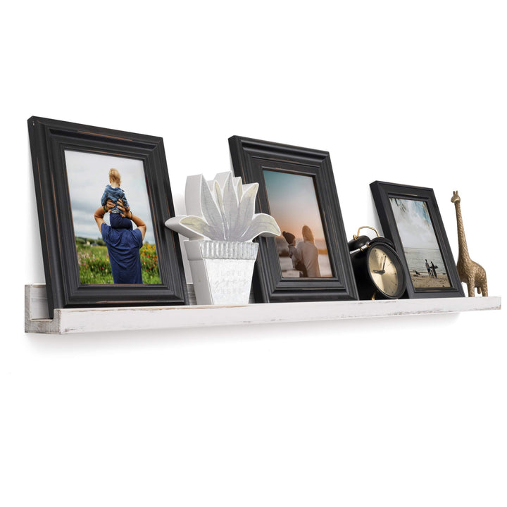 Rustic State Ted Wall Mount Narrow Picture Ledge Shelf Photo Frame Display - Burnt White - Diamond Home USA