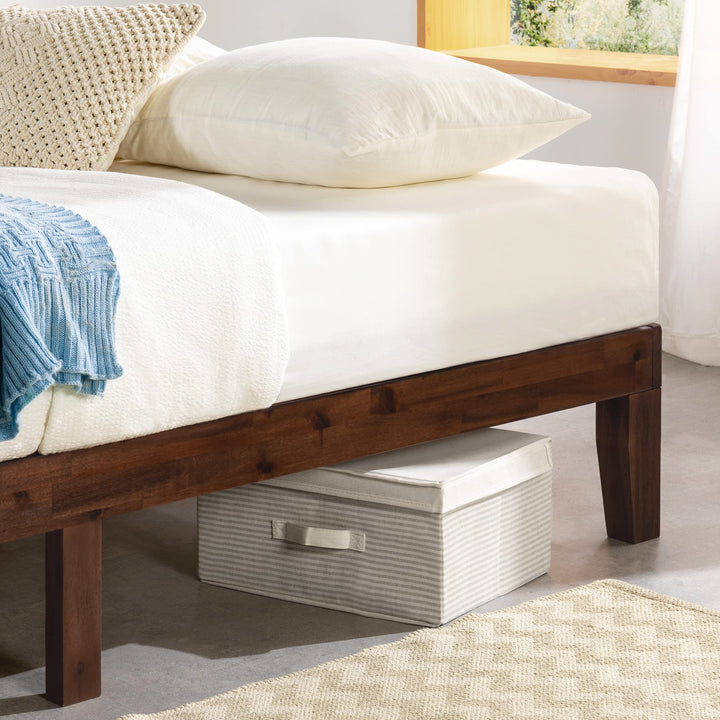 Mellow Naturalista Classic 12 Inch Solid Wood Platform Bed with Wooden Slats