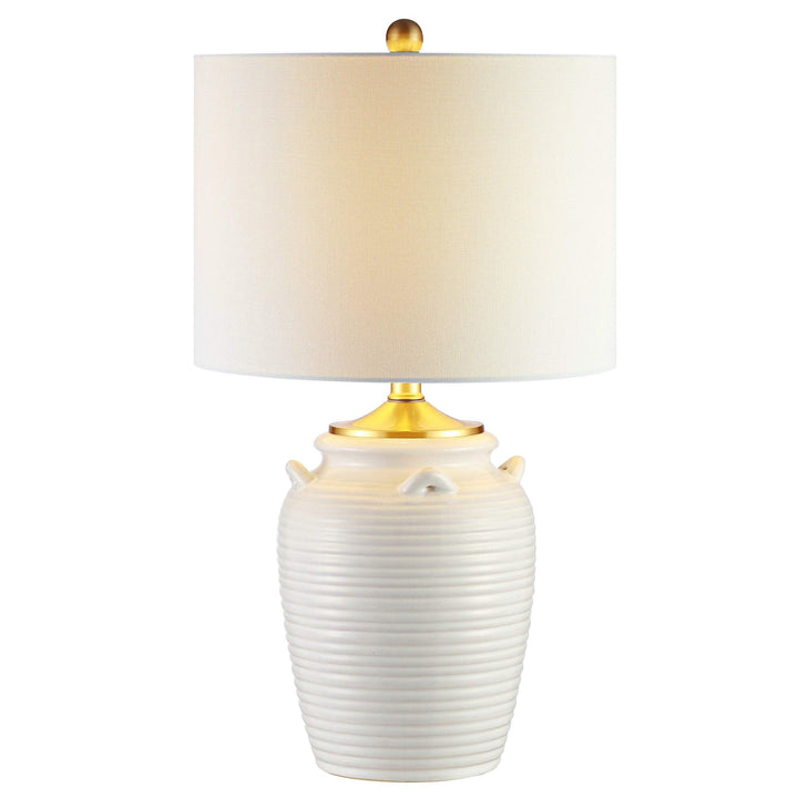 Lighting 24-inch Ivory Ceramic Led Table Lamp - 14" W X L 24" H White Modern - Diamond Home USA