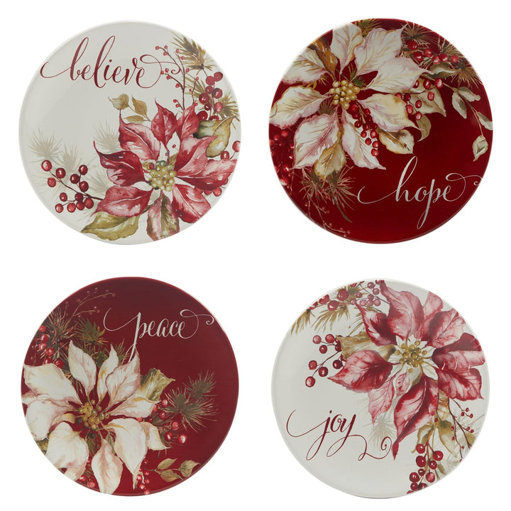 Winters Joy 16 Piece Dinnerware Set Service for 4 Multi Color Red White - Diamond Home USA
