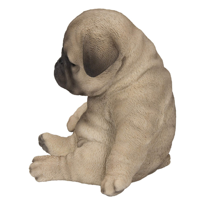 Sitting Sleepy Pug Puppy Statue Tan Polyresin - Diamond Home USA