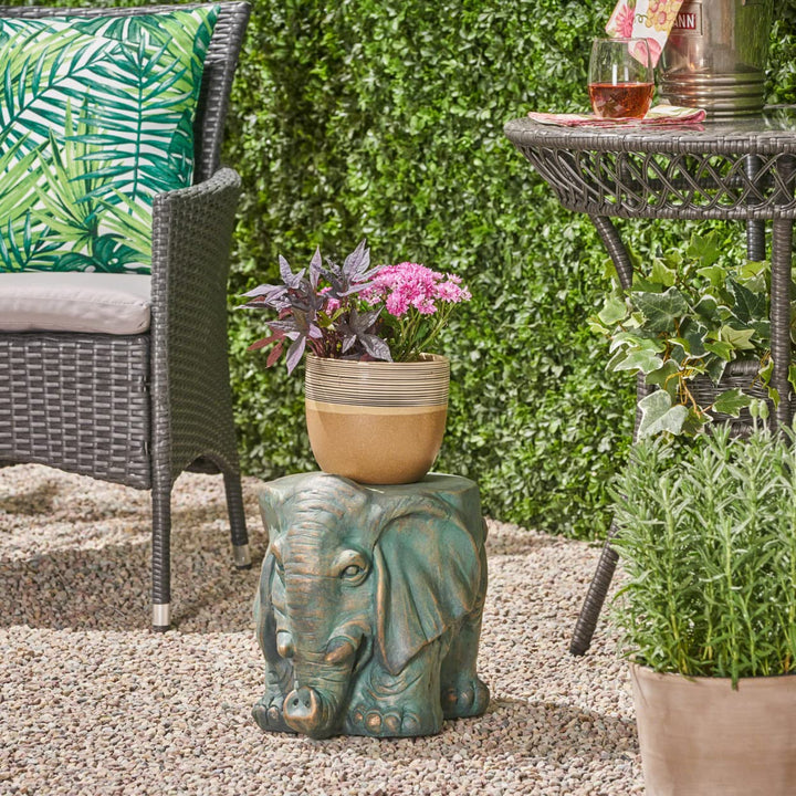 Christopher Knight Home Salome Elephant Garden Stool Copper Patina - Diamond Home USA