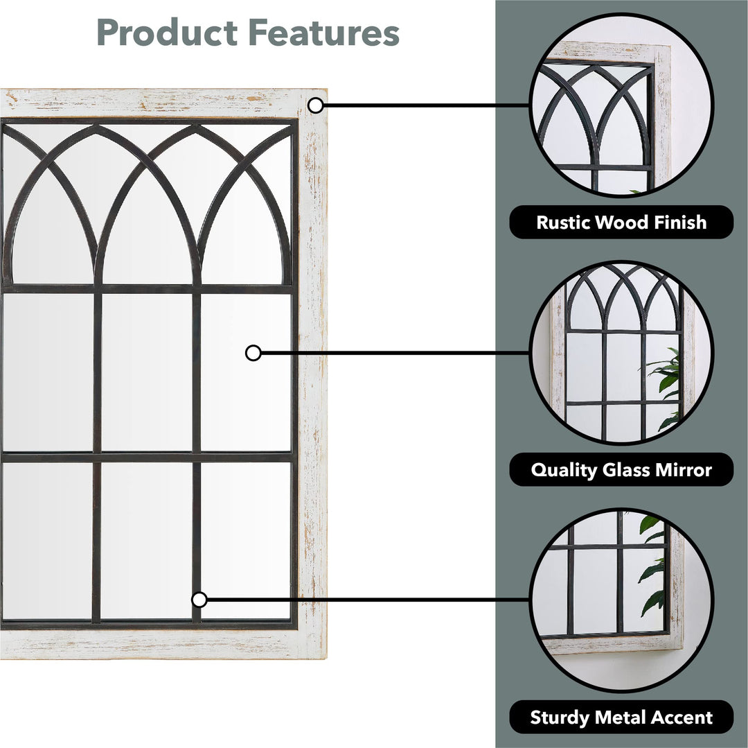 FirsTime & Co. White Vista Arch Wall Mirror Rectangular Wall Hanging Mirror - Diamond Home USA