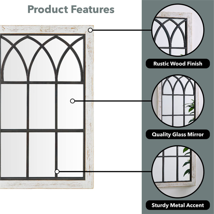 FirsTime & Co. White Vista Arch Wall Mirror Rectangular Wall Hanging Mirror - Diamond Home USA