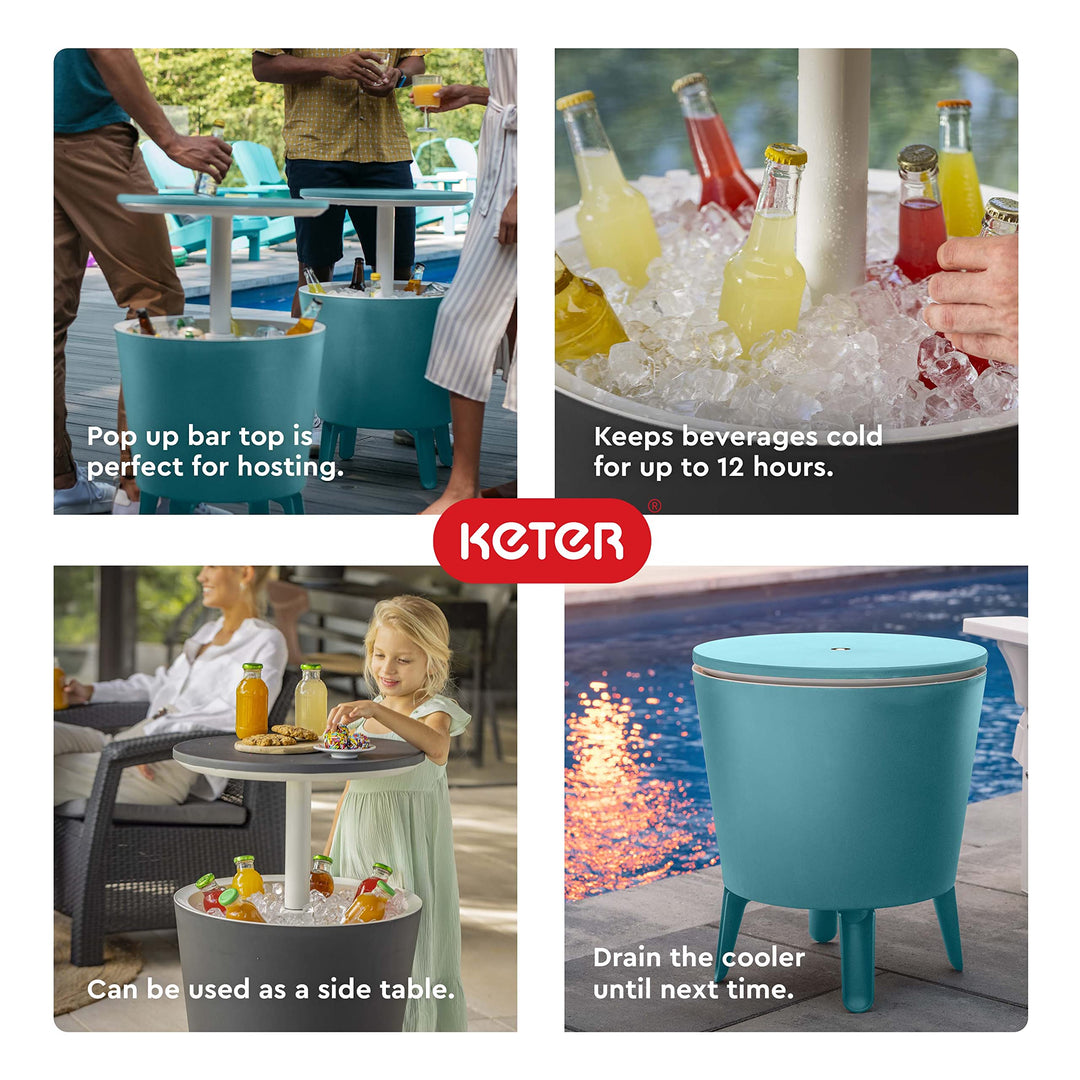Keter Modern Cool Bar Outdoor Patio Furniture and Hot Tub Side Table