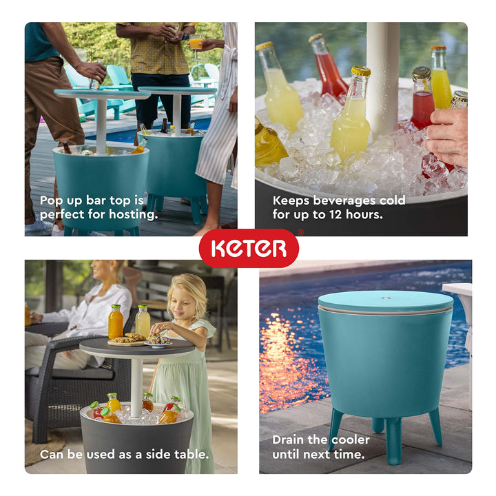 Keter Modern Cool Bar Outdoor Patio Furniture and Hot Tub Side Table
