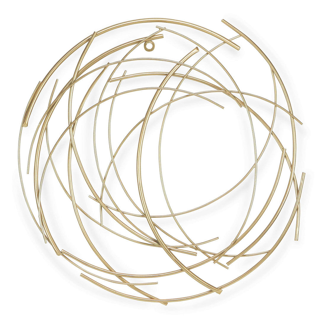 Gold Metal Abstract Round Hanging Wall Art Modern Contemporary Includes Hardware - Diamond Home USA