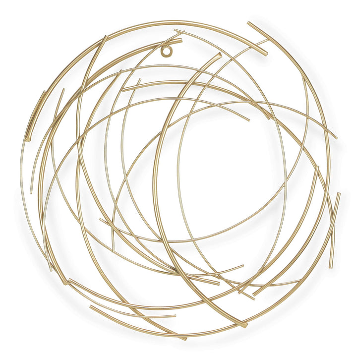 Gold Metal Abstract Round Hanging Wall Art Modern Contemporary Includes Hardware - Diamond Home USA