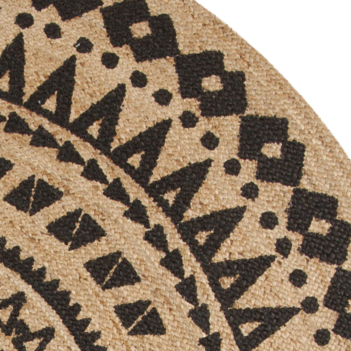 Black Jute Rug 3x3 Ft Natural Sisal Rug Seagrass Mat Geometric Carpet Round - Diamond Home USA