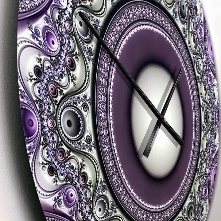 Designart 'Purple Fractal Pattern with Circles' Oversized Modern Metal Clock 23 in. wide x 23 in. high - Diamond Home USA