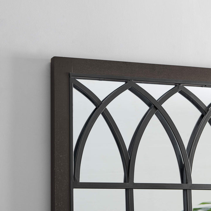 FirsTime & Co. Espresso Grandview Arched Window Mirror Rectangular Wall - Diamond Home USA
