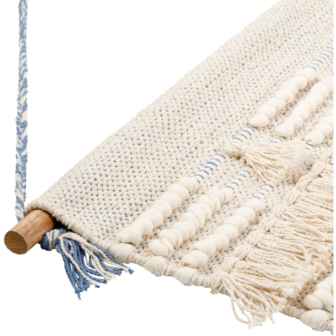 Boho Beaded Hand Woven 48x24-inch Wall Hanging 48" h X 24" w Beige Blue Brown - Diamond Home USA