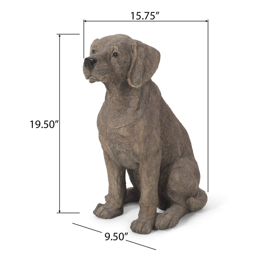 Outdoor Cast Stone Dog Garden Statue Brown Modern Contemporary Finish - Diamond Home USA