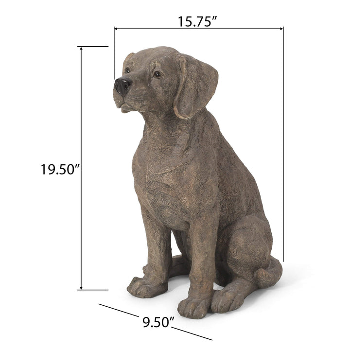 Outdoor Cast Stone Dog Garden Statue Brown Modern Contemporary Finish - Diamond Home USA