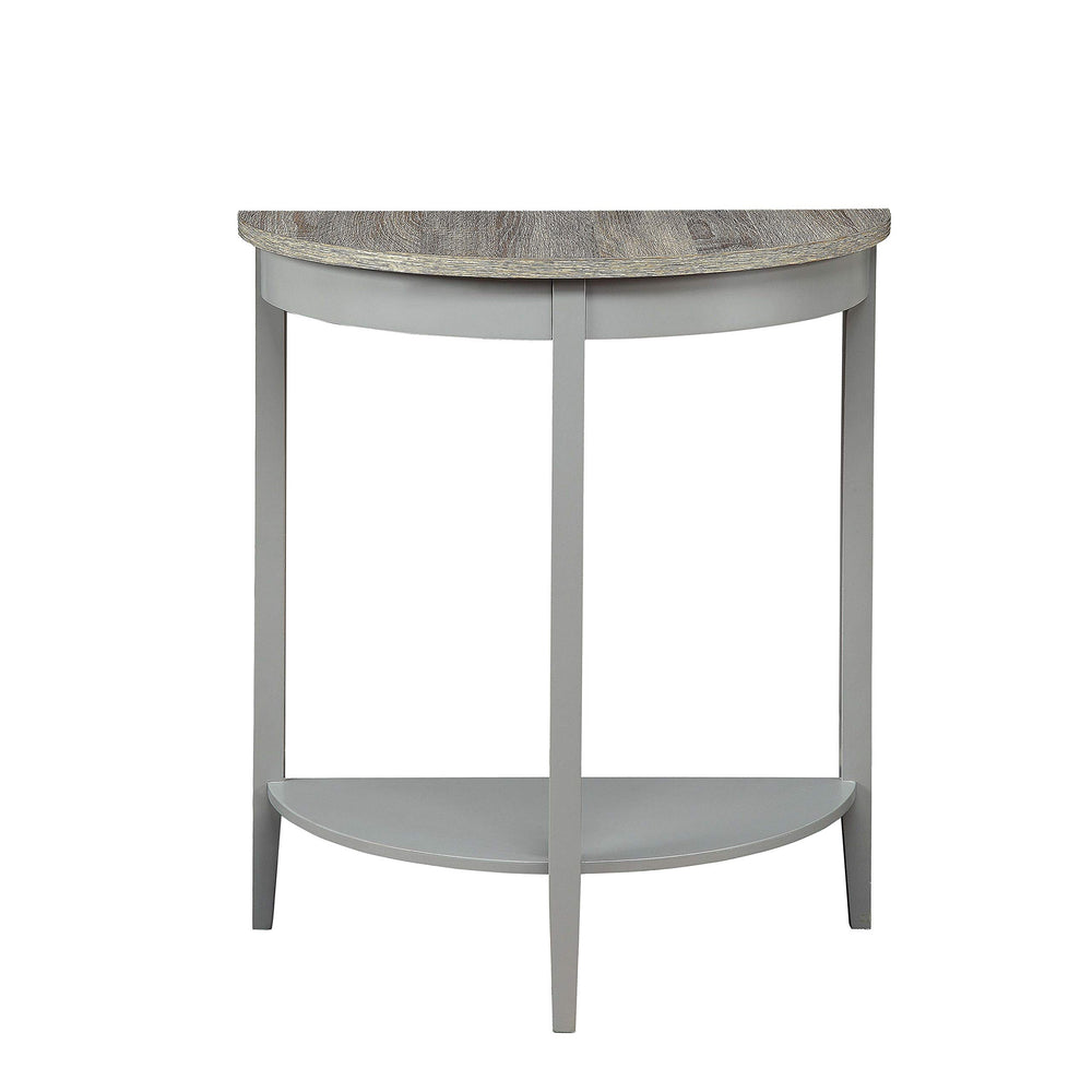 Grey Oak Finish Semi Circle Demilune Table for Small Hallway Entryway Space - Diamond Home USA
