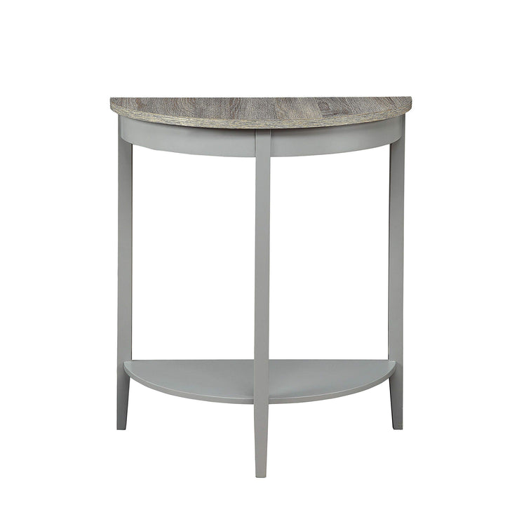 Grey Oak Finish Semi Circle Demilune Table for Small Hallway Entryway Space - Diamond Home USA