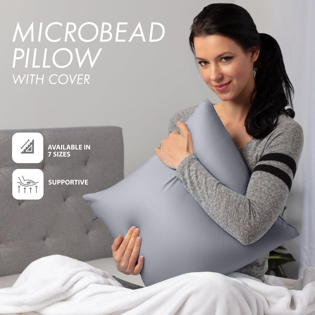 PILLOWY 22" x 22" Throw llow - Dark Grey: 1 PCS Luxurious Premium Microbead - Diamond Home USA
