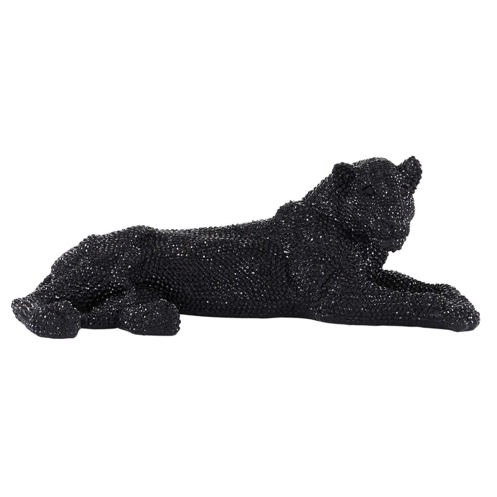 Large Black Polystone Resting Panther 26" X 10" 26 X 12 9 Glam Resin