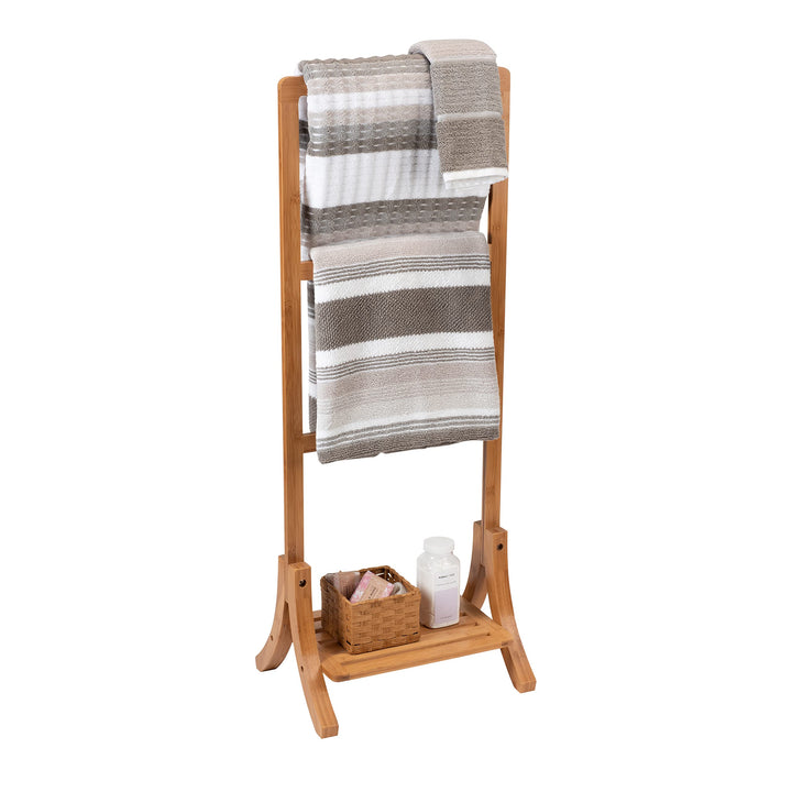 Organize It All Freestanding Bamboo Towel Rack|3 Tier Bars|Bathroom - Diamond Home USA
