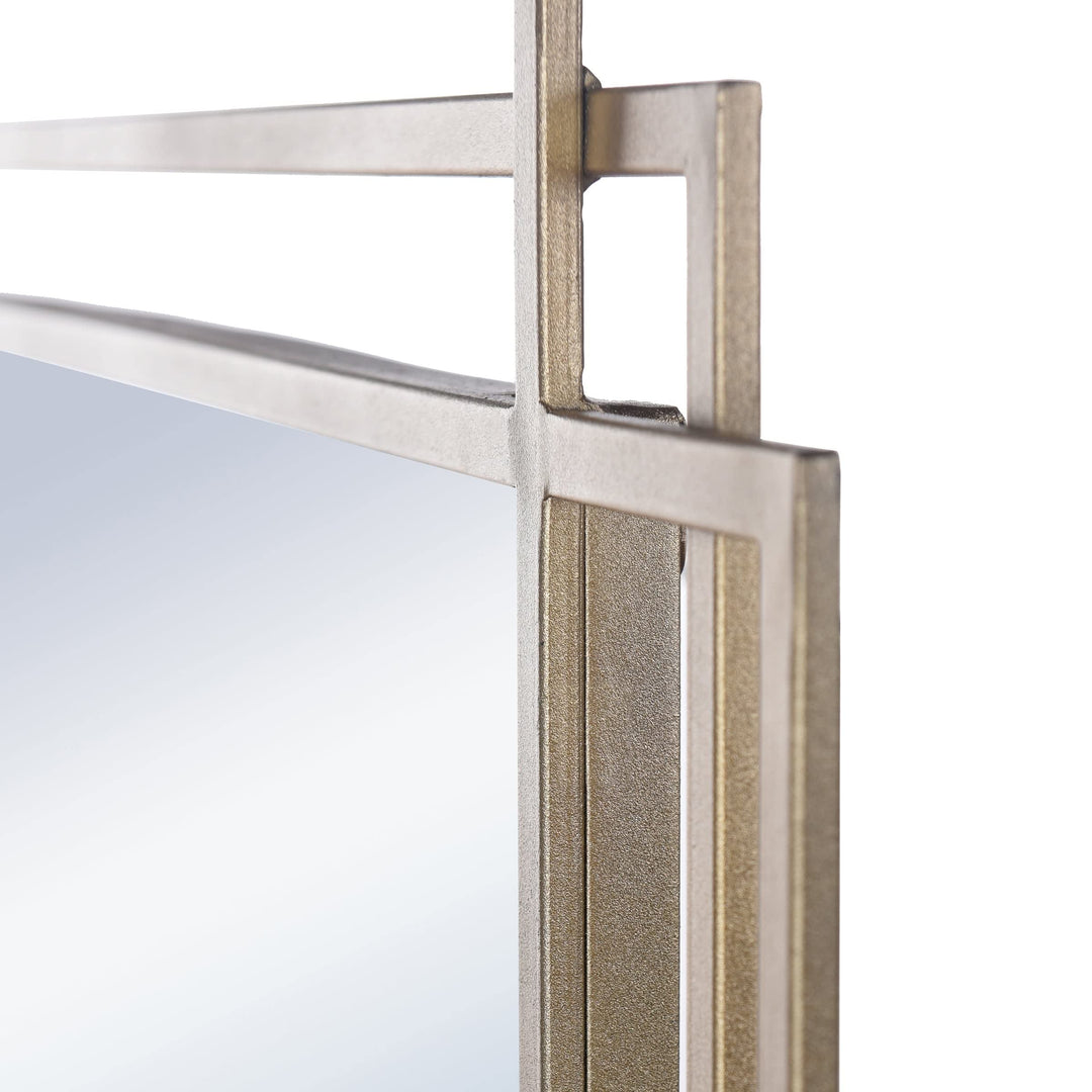 Mid-Century Modern Metal Wall Mirror Bright Gold Finish Industrial - Diamond Home USA