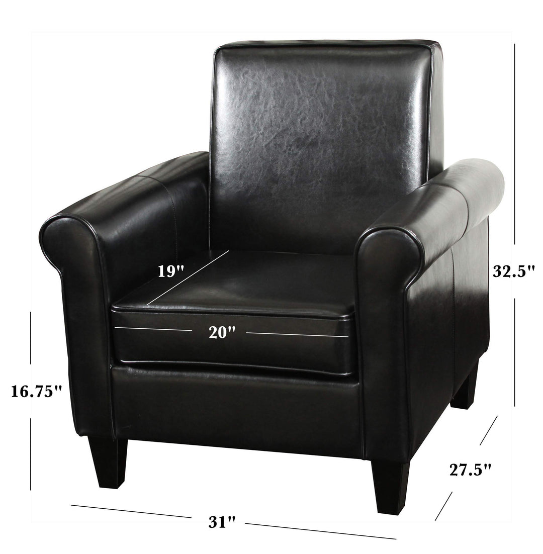 Christopher Knight Home Freemont Bonded Leather Club Chair Black - Diamond Home USA