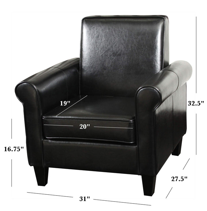 Christopher Knight Home Freemont Bonded Leather Club Chair Black - Diamond Home USA