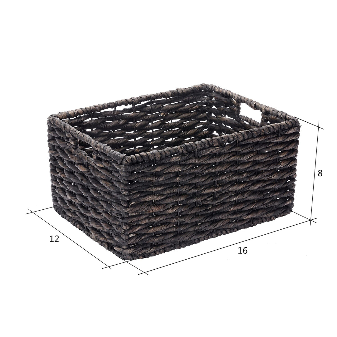Set Of 2 Rectangle Handmade Twisted Wicker Baskets With Handles (Black) Black - Diamond Home USA