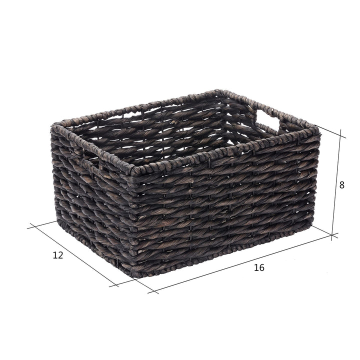 Set Of 2 Rectangle Handmade Twisted Wicker Baskets With Handles (Black) Black - Diamond Home USA