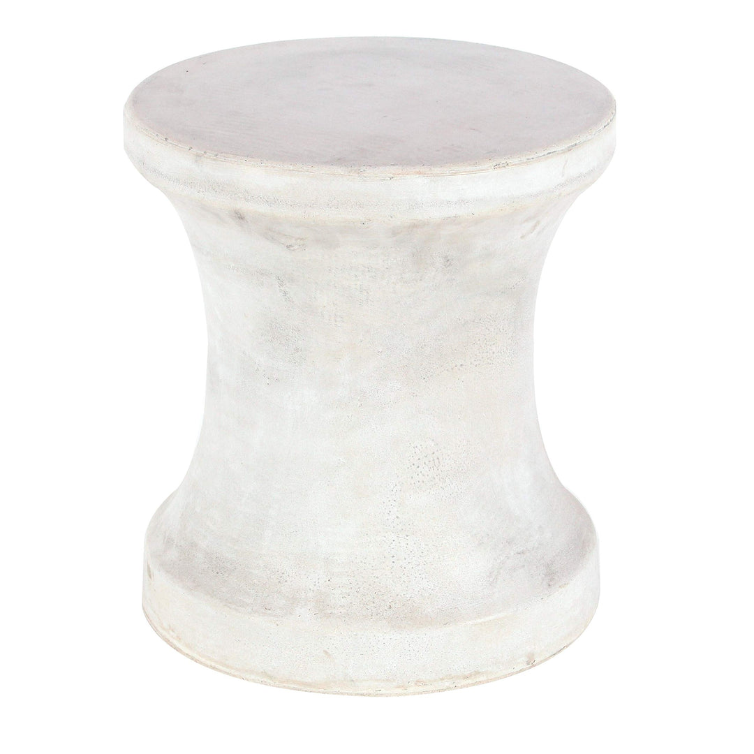 Fiber Clay Foot Stool 14 Inches Wide 16 High White Modern Contemporary Glass - Diamond Home USA