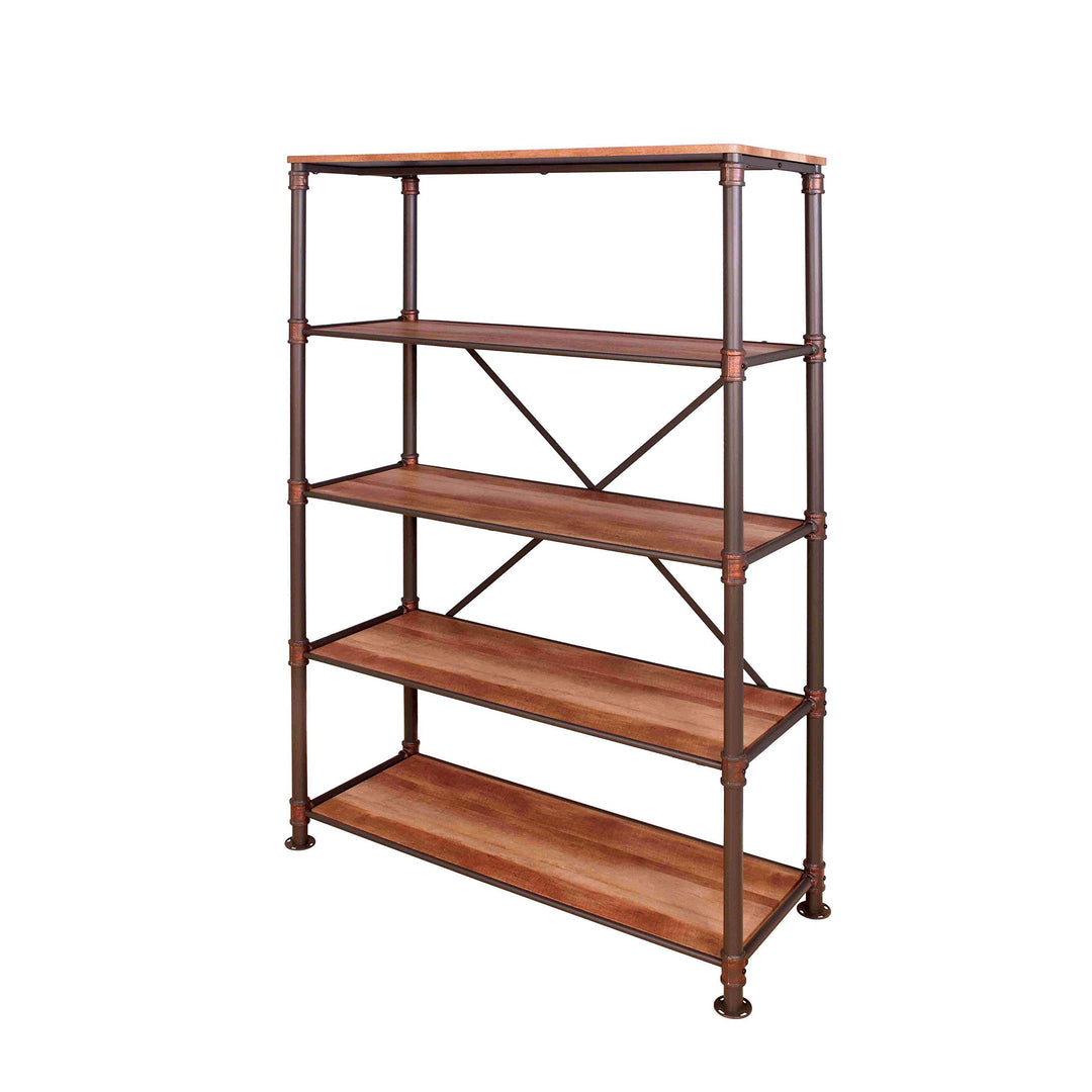 Furniture of America Revo Industrial Pipe-Inspired 5-Tier Sand Black Bookshelf - Diamond Home USA