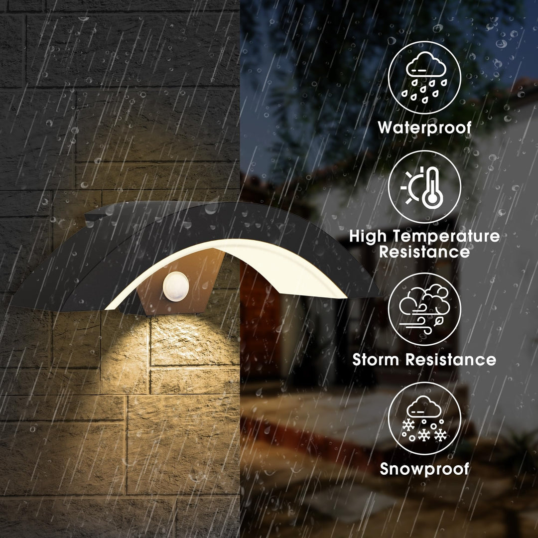 18w Black Curved Integrated Led Motion Sensor Wall Sconce Modern Industrial - Diamond Home USA