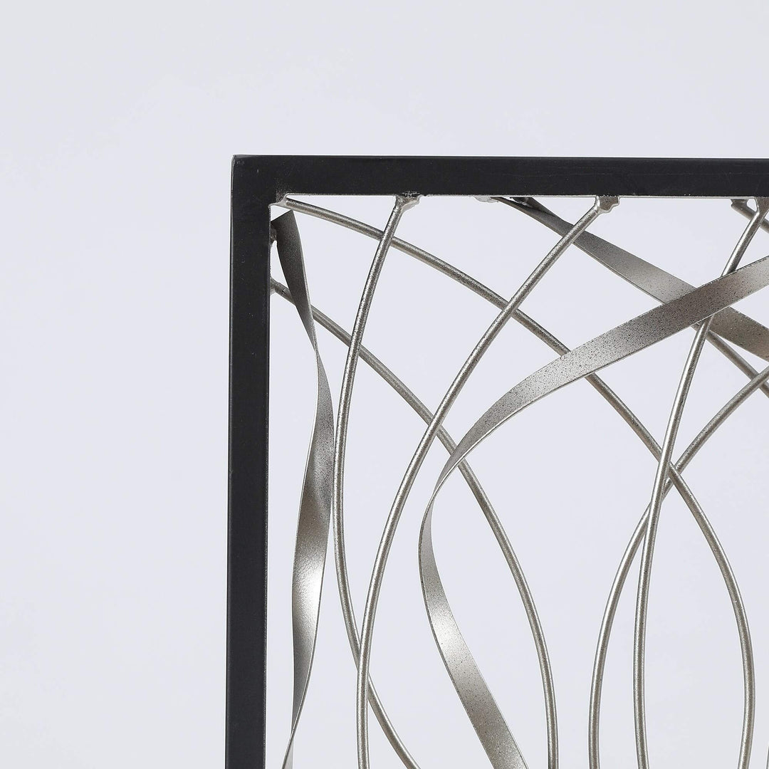 Metal Infinity Rectangular Wall Decor Black Silver Modern Contemporary Iron - Diamond Home USA