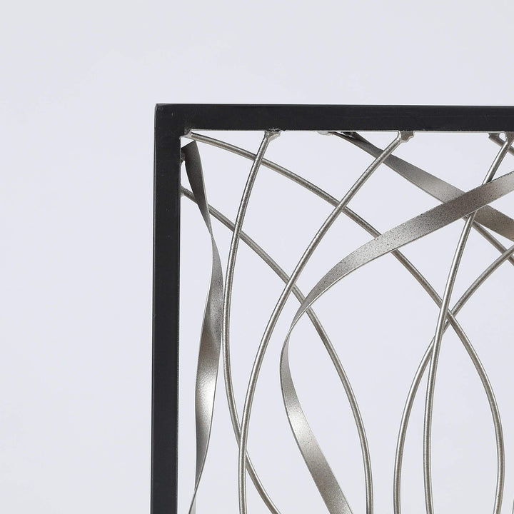 Metal Infinity Rectangular Wall Decor Black Silver Modern Contemporary Iron - Diamond Home USA