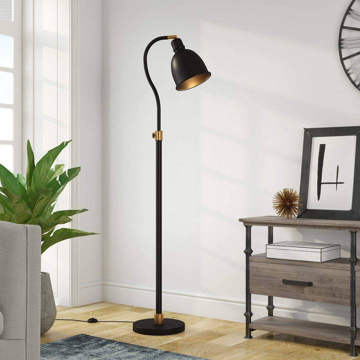 Blackened Bronze Arc Lamp Black Industrial - Diamond Home USA