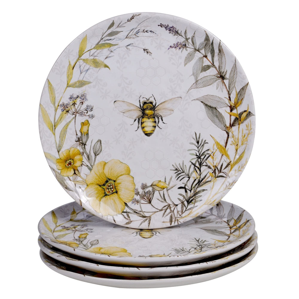 Bee Sweet 16-piece Dinnerware Set (Service For 4) Grey Multi Color Yellow Floral - Diamond Home USA