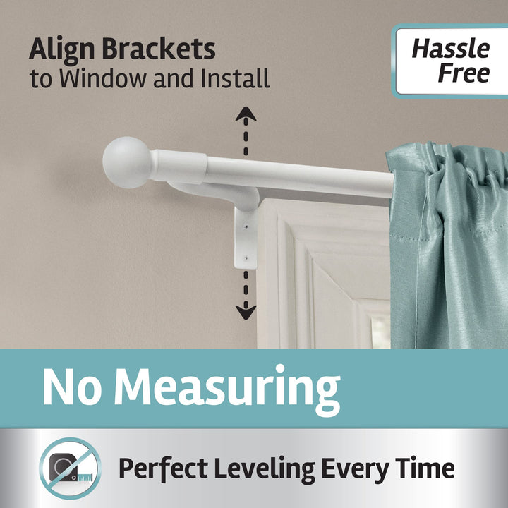 Maytex Easy Install Café Window Curtain Rod No Measuring Needed