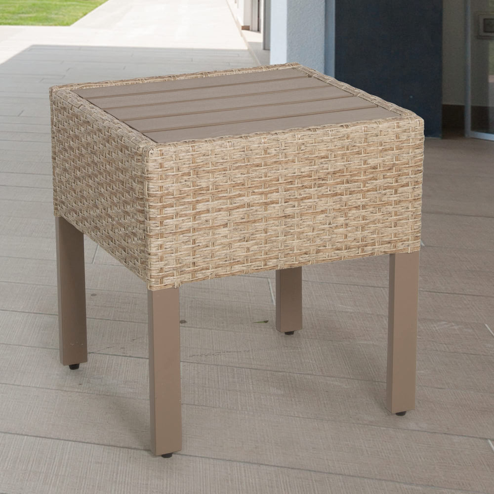 TK Classics TKC016B-ET Maui Outdoor End Table in Natural Aged Wicker Brown - Diamond Home USA