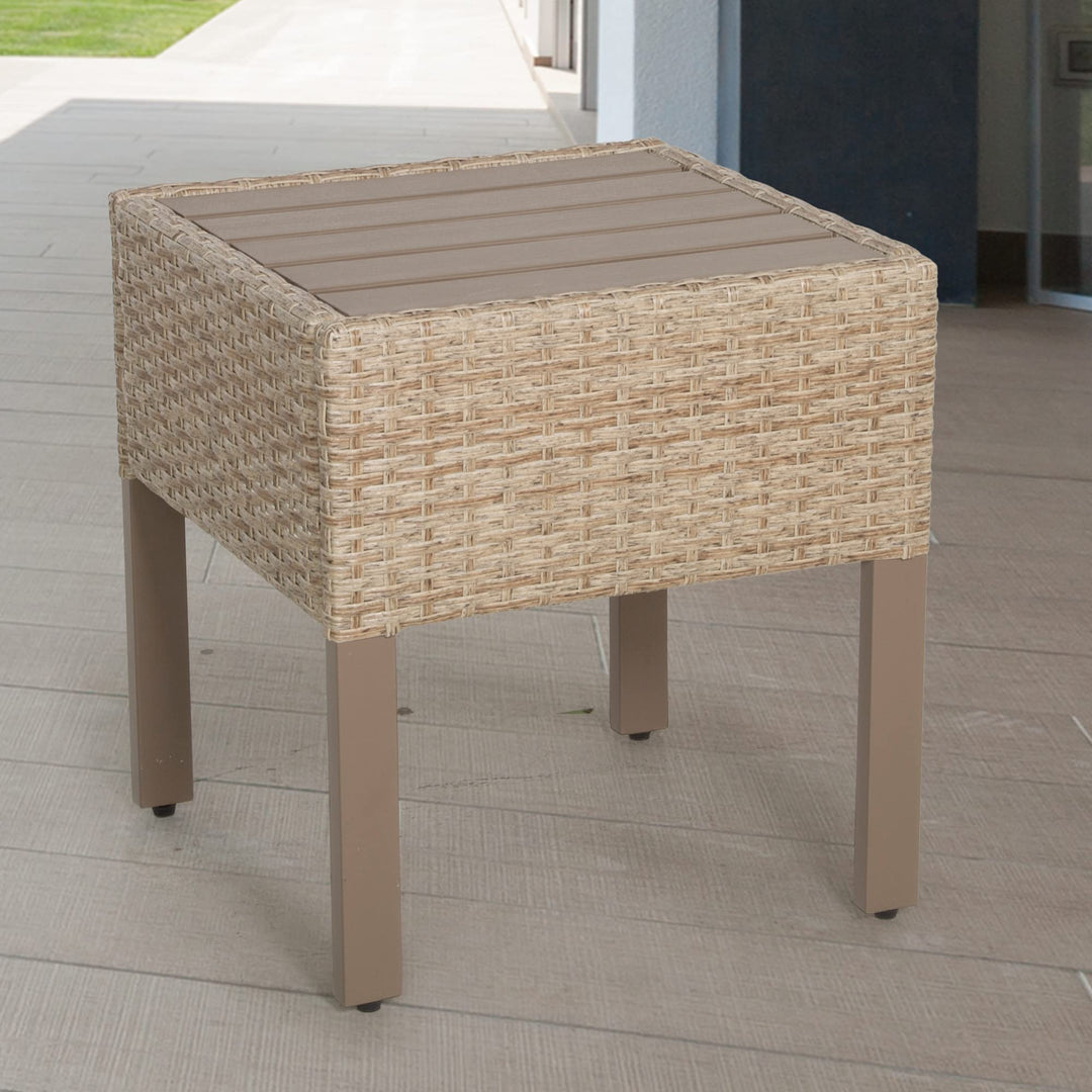 TK Classics TKC016B-ET Maui Outdoor End Table in Natural Aged Wicker Brown - Diamond Home USA